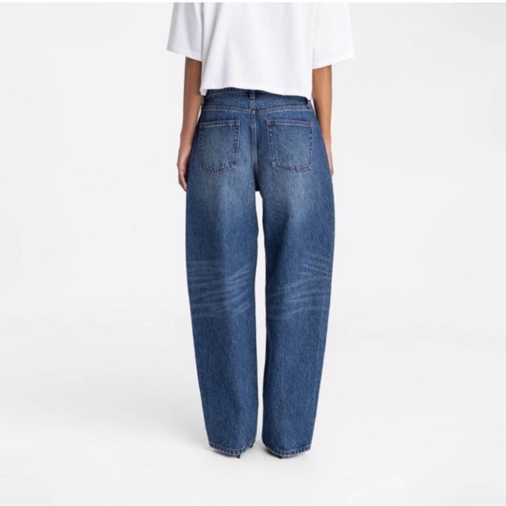 KBB Jeans Barrel Leg NWT by Kahlana Mid Rise Dark Wash Size 0 - Picture 2 of 13